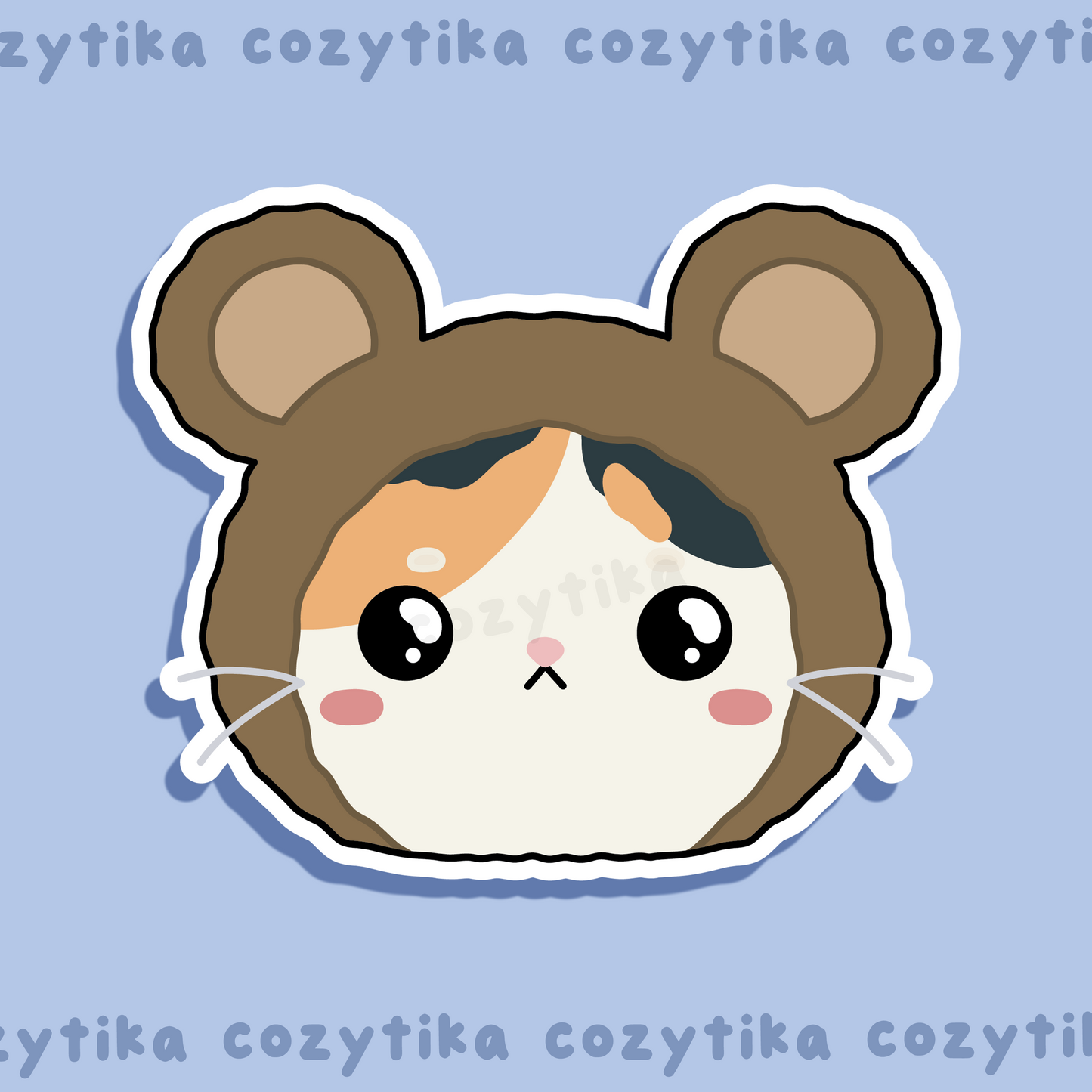Cat in a bear hat sticker graphic