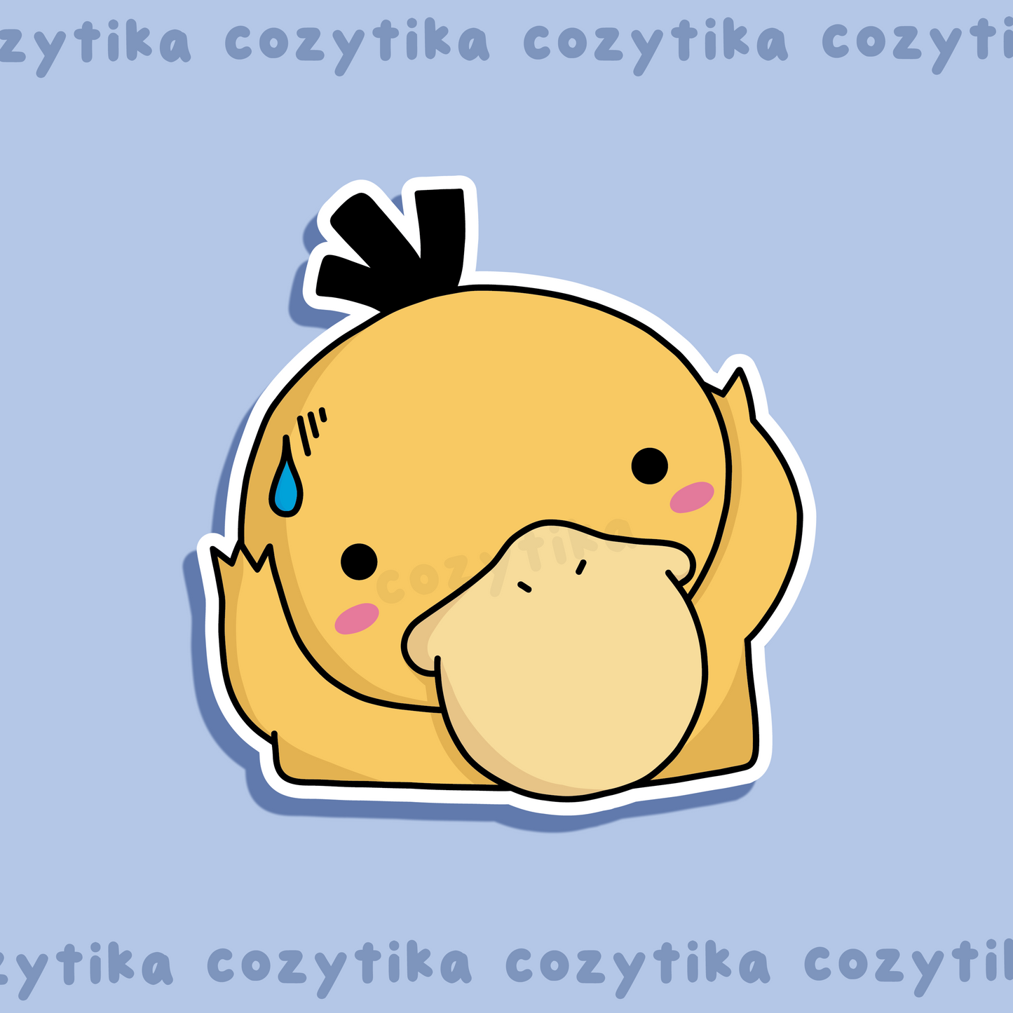 Half body psyduck in agony sticker graphic