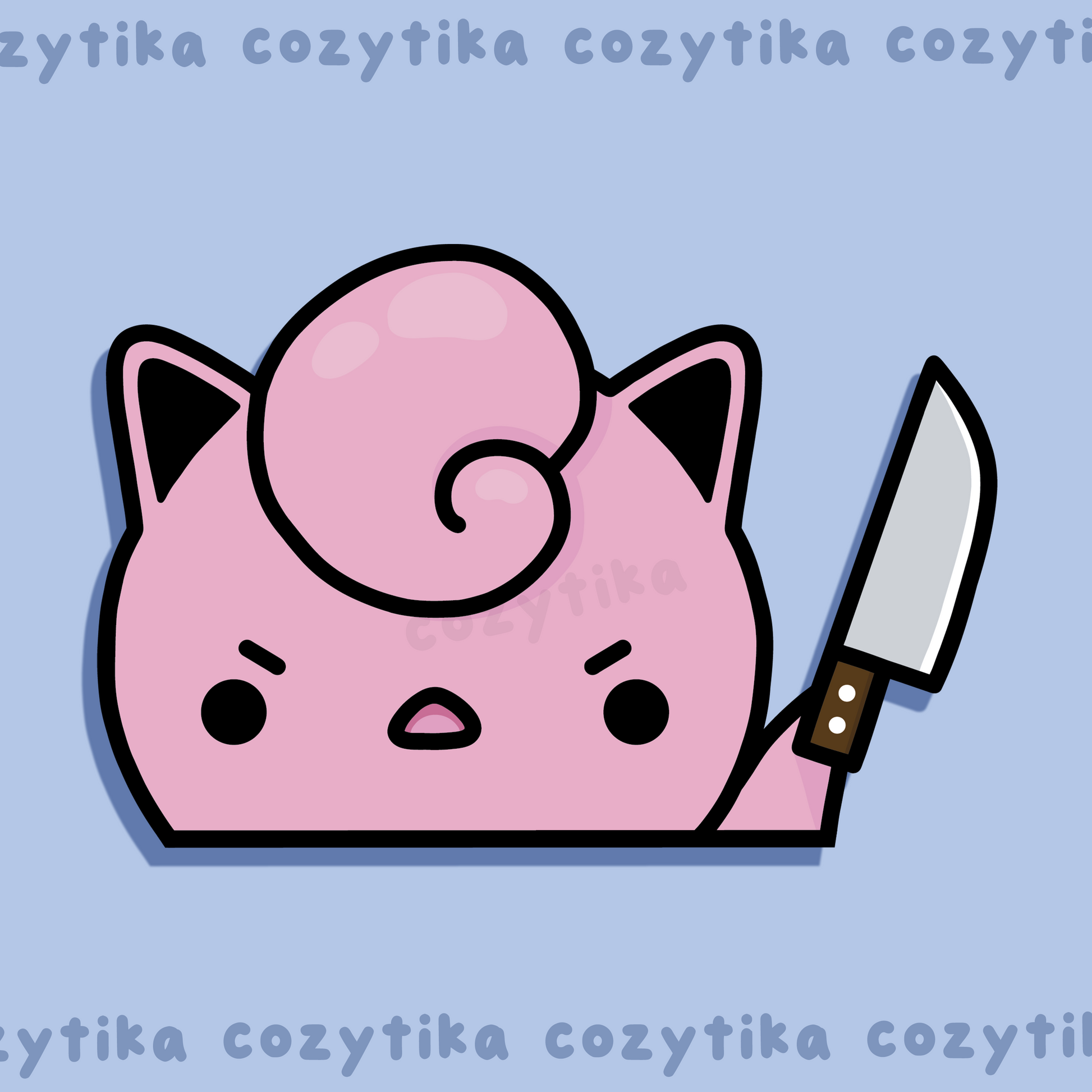 Jigglypuff with knife in hand peeker graphic