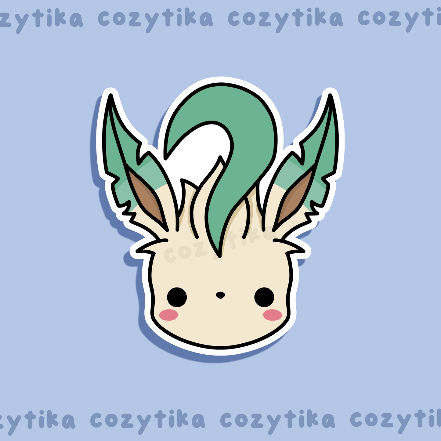 Leafeon head sticker graphic