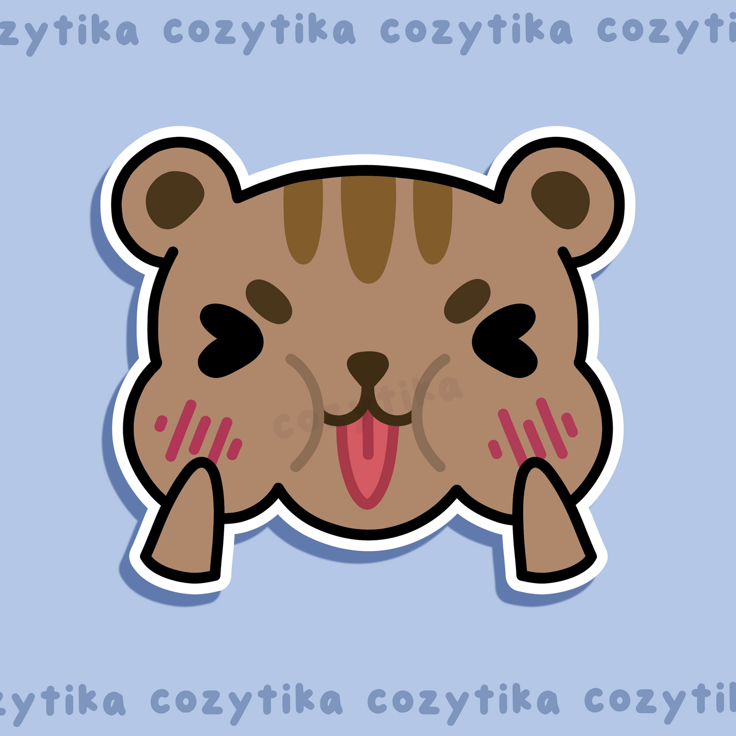Bear named Tika sticking tongue out sticker graphic